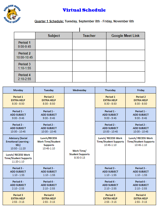Student Sample Schedule Student Sample Schedule